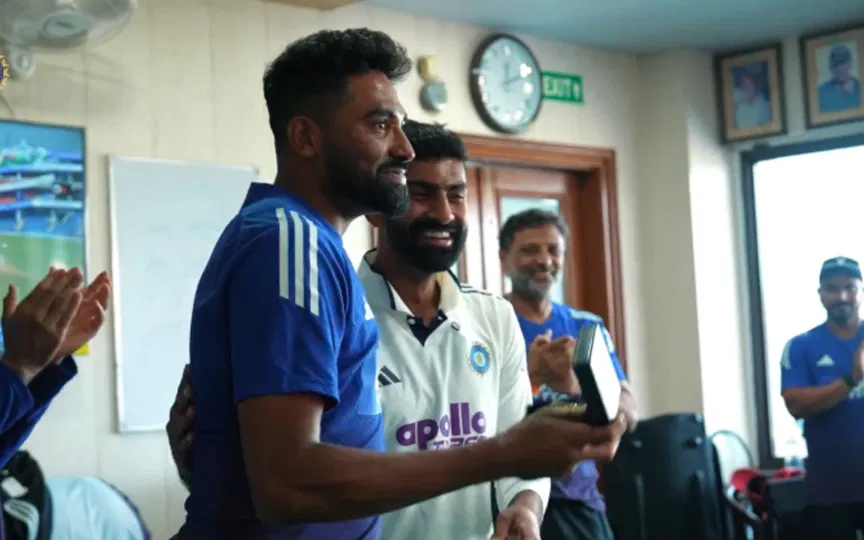 Smiles all around as Mohammed Siraj receives special prize after India vs West Indies Tests